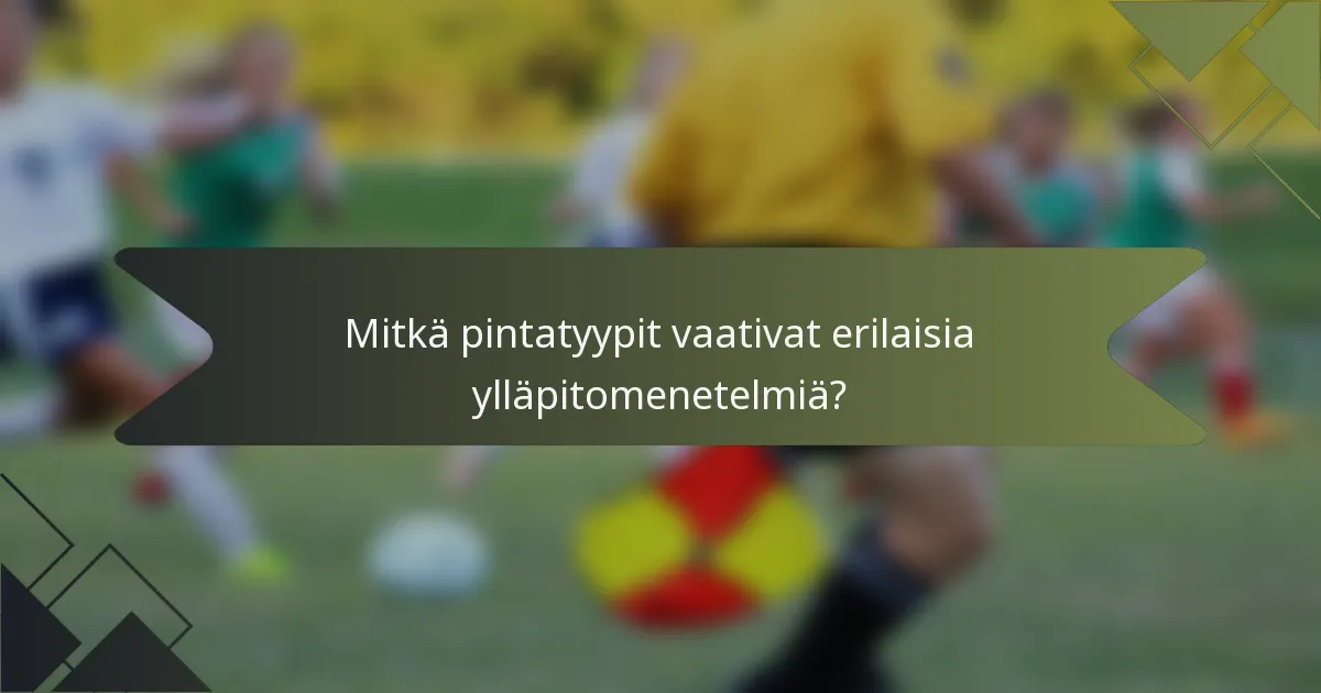 Mitkä pintatyypit vaativat erilaisia ylläpitomenetelmiä?